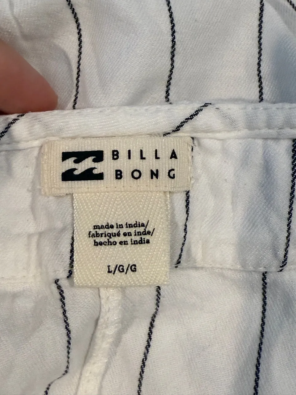 Billabong Wild Pursuit Romper Women's Size Large White‎ Pinstripe - Image 5