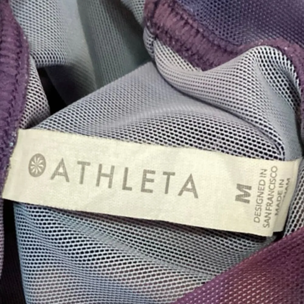 Athleta Women's Purple Tie Dye Mesh Short Sleeve Sheer Oversized Tee Shirt Top M - Image 4