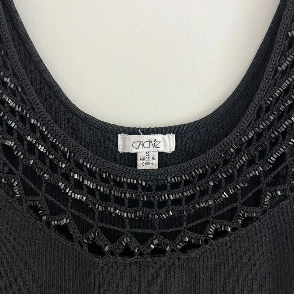 BLACK CACHE BEADED SWEATER TANK TOP‎ - Image 5