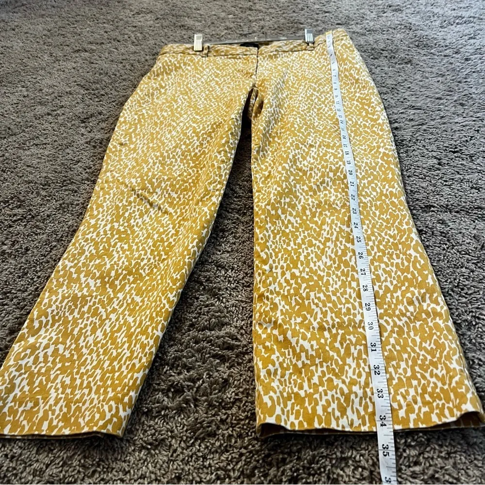 J. CREW City Fit Stretch animal leopard print Ankle Pants yellow gold - Image 3