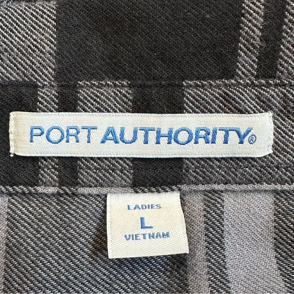 Port Authority Women's Plaid Flannel Button Down Tunic Shirt, Sz Large - Image 10