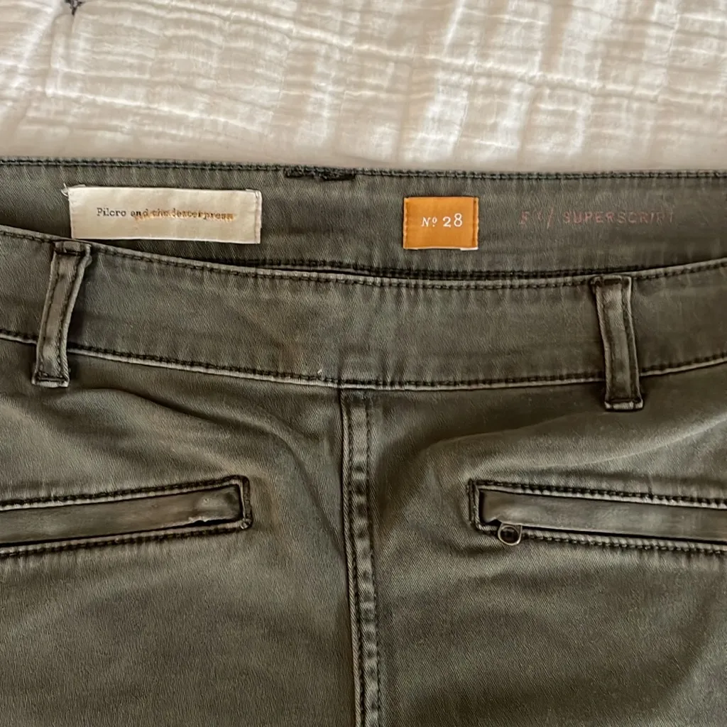 ANTHROPOLOGIE Pilcro Superscript Skinny Mid-Rise Moto Pant Olive Green Size 28 - Image 9