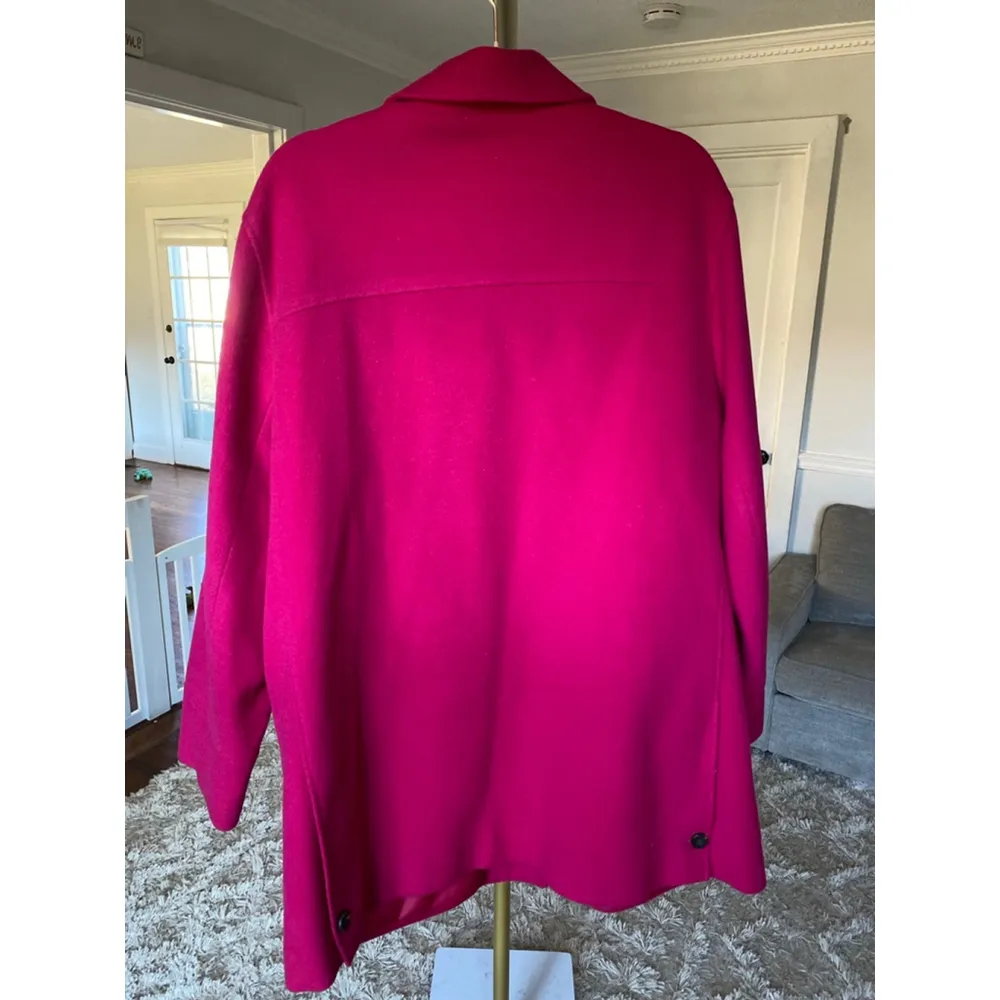 Harvé Benard Wool Cashmere Peacoat Fuchsia Winter Outerwear Classic Preppy Warm - Image 3