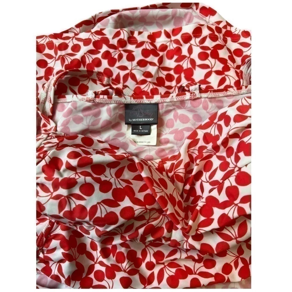 OH Baby Motherhood Cute White Red Cherry Scoop Tankini & Bottoms 2 pc Large Set - Image 9