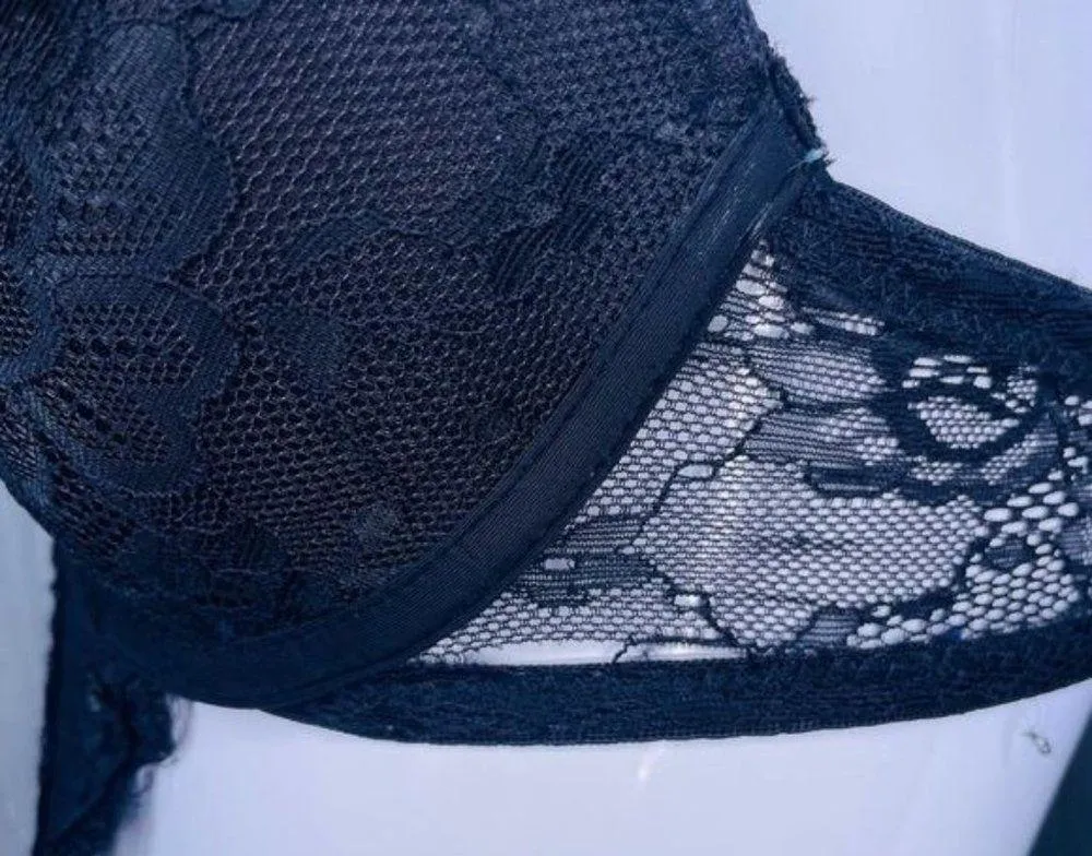 Prime Valentina black lace sheer bodysuit lingerie Teddie with bows small - Image 6