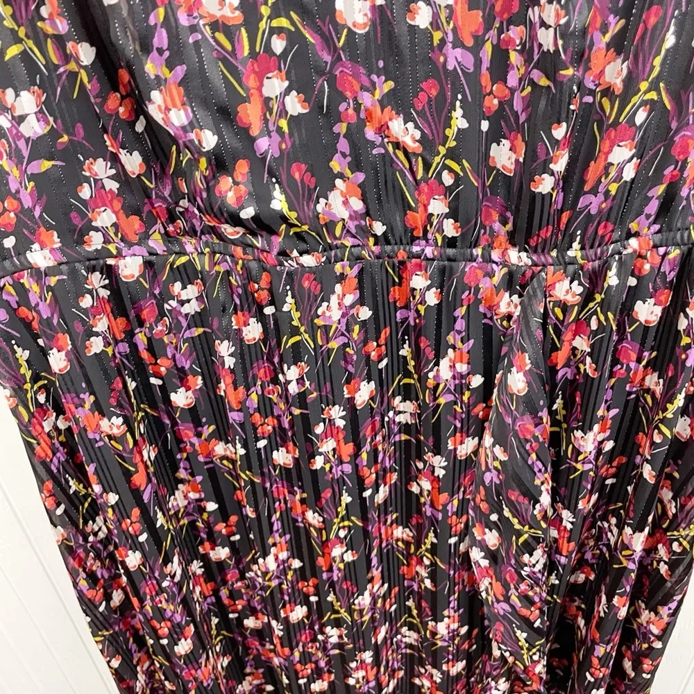 Lane Bryant Black Multicolor Floral Print High Neck Belted Maxi Dress Size 18 - Image 6