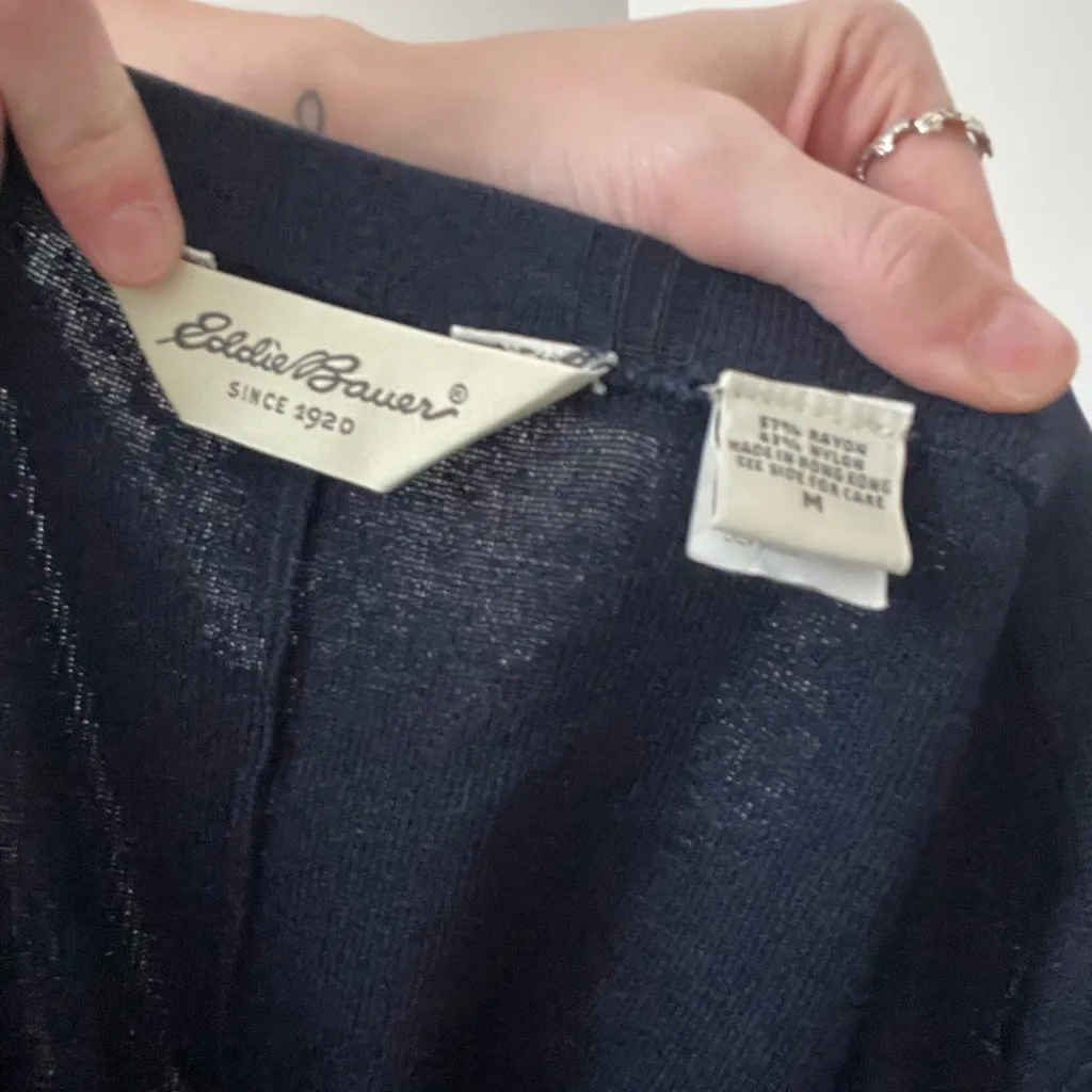 Vintage Eddie Bauer Navy Wide Leg Stretchy Pants - Image 4