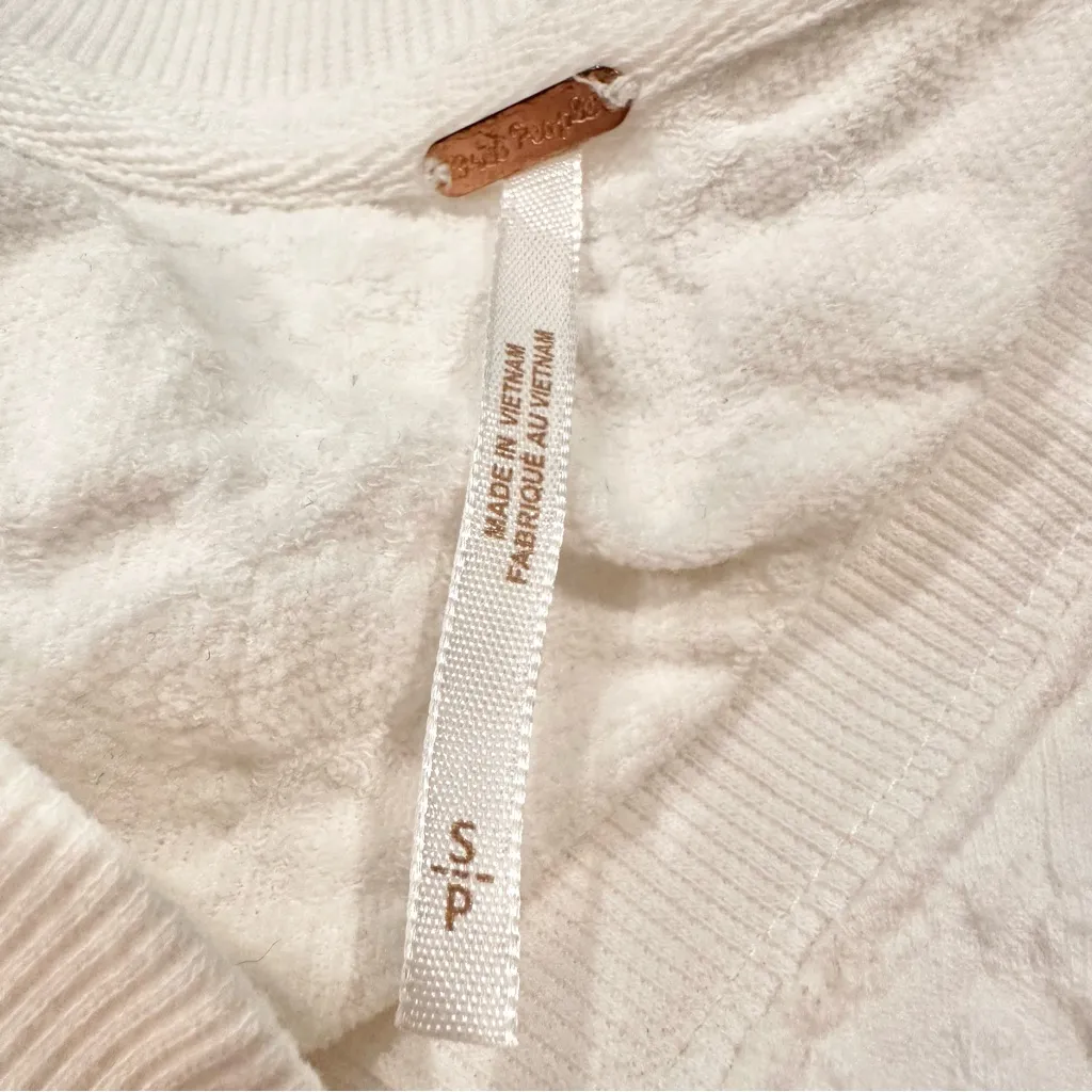 Free People Gemma Puffed Sleeve‎ Cropped Henley Blouse Women's Small Ivory Boho - Image 7