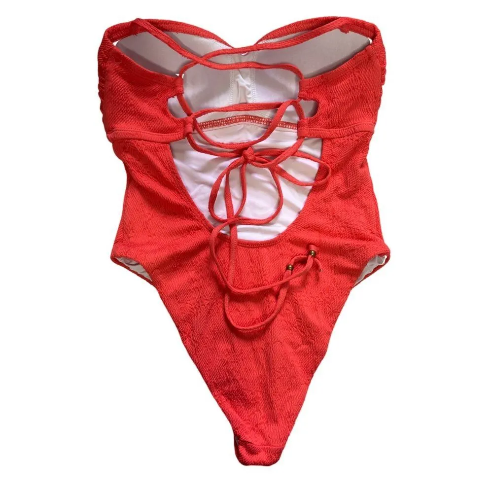 Lucky Brand Doheny Beach One Piece Swimsuit in Coral Orange - Image 6