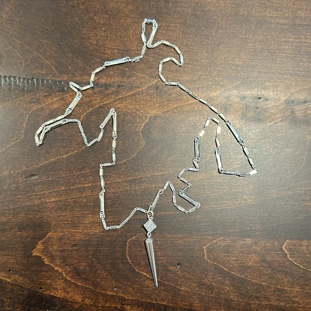 Silver necklace with spike pendant 16” drop, no clasp - Image 2