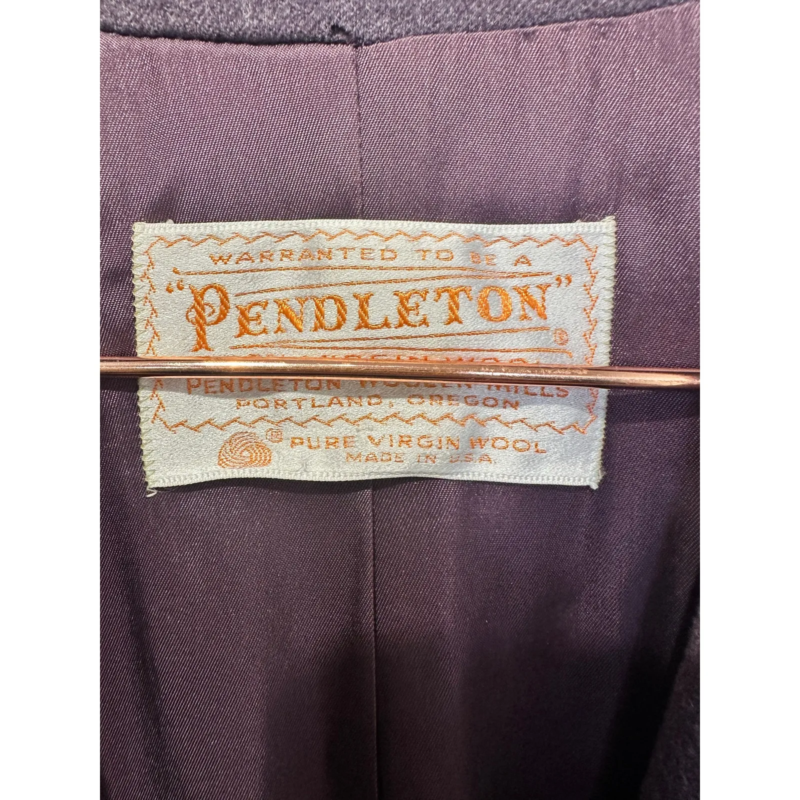 Vintage Pendleton Dark Purple 100% Virgin Wool Loose Fit Casual Trench Coat M - Image 4