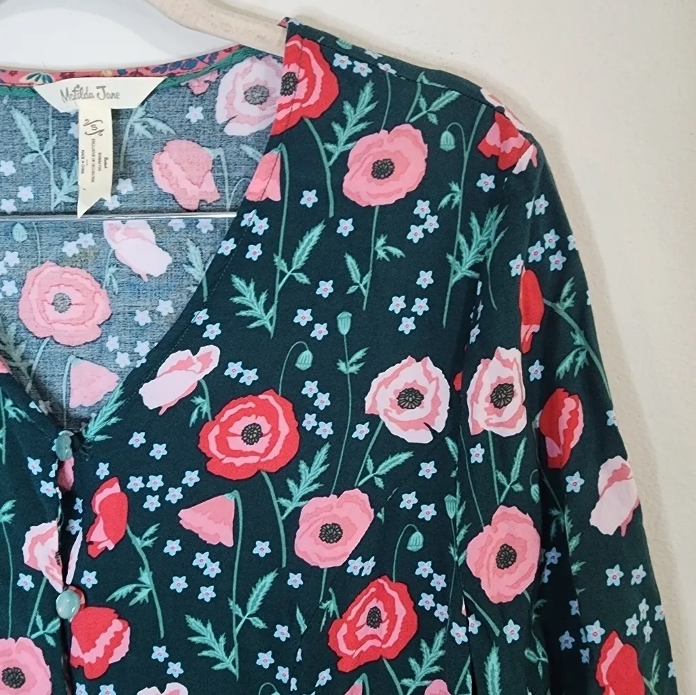 Matilda Jane Yesteryear Green Floral Bohemian Women S Button Front Blouse - Image 9