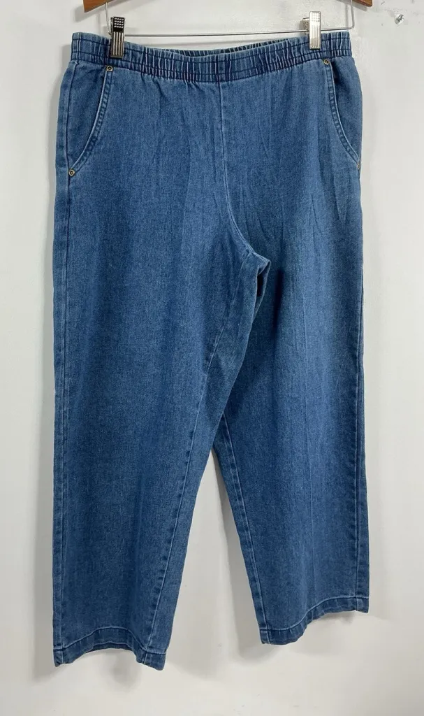 Womans Hastings & Smith Pull On Capri Blue Jeans Medium Excellent - Image 1