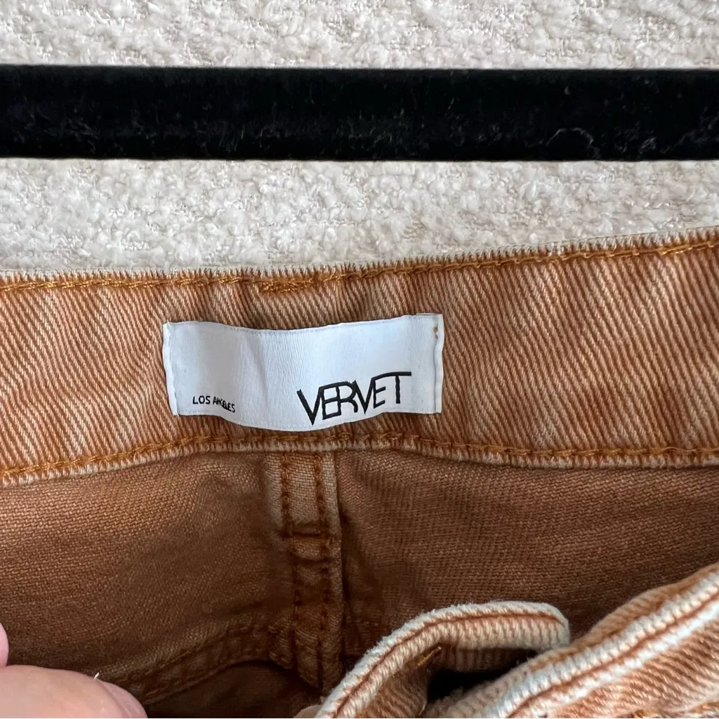 Vervet By Flying Money Women’s Distressed Crop Autumn Denim Jeans Size 29‎ Brown - Image 2