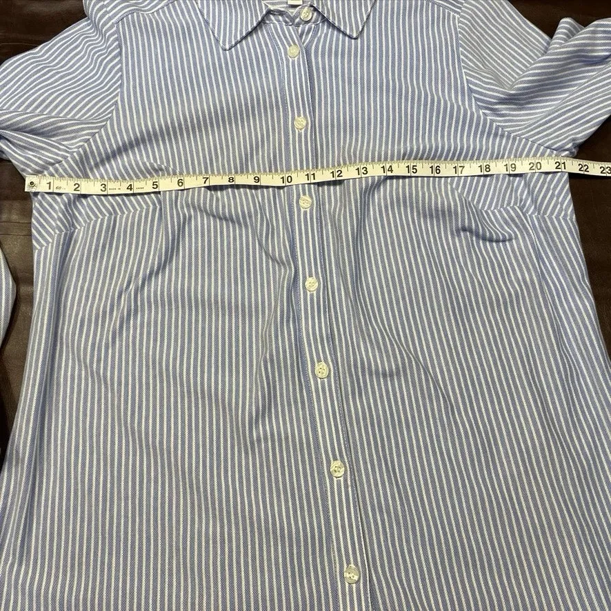 Charter Club Striped 100% Cotton Button Up Shirt Womens 1X Soft Preppy‎ Coastal - Image 13