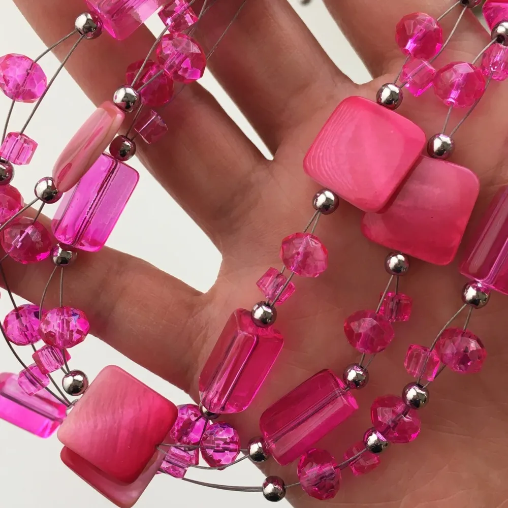 Charming Charlie Pink Multi-strand Glass Bead Necklace - Image 2