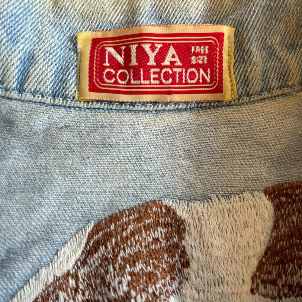 80s 90s Cow Embroidered Denim Jacket Blue Jean Medium Vintage Farmhouse - Image 9