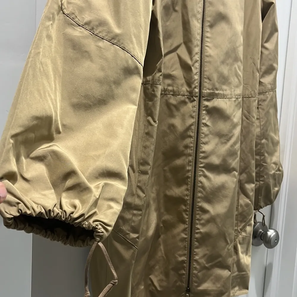 Akris Punto Silk Water Repellent Khaki Trench Coat Sz 8 - Image 5