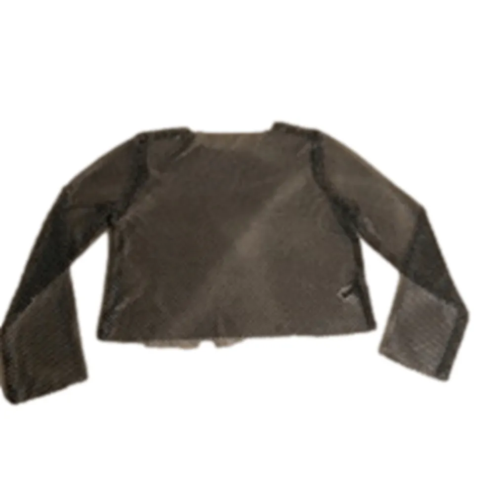 Haute Monde Mesh Black Rhinestone Top Women's XL Long Sleeve Sparkle - Image 2