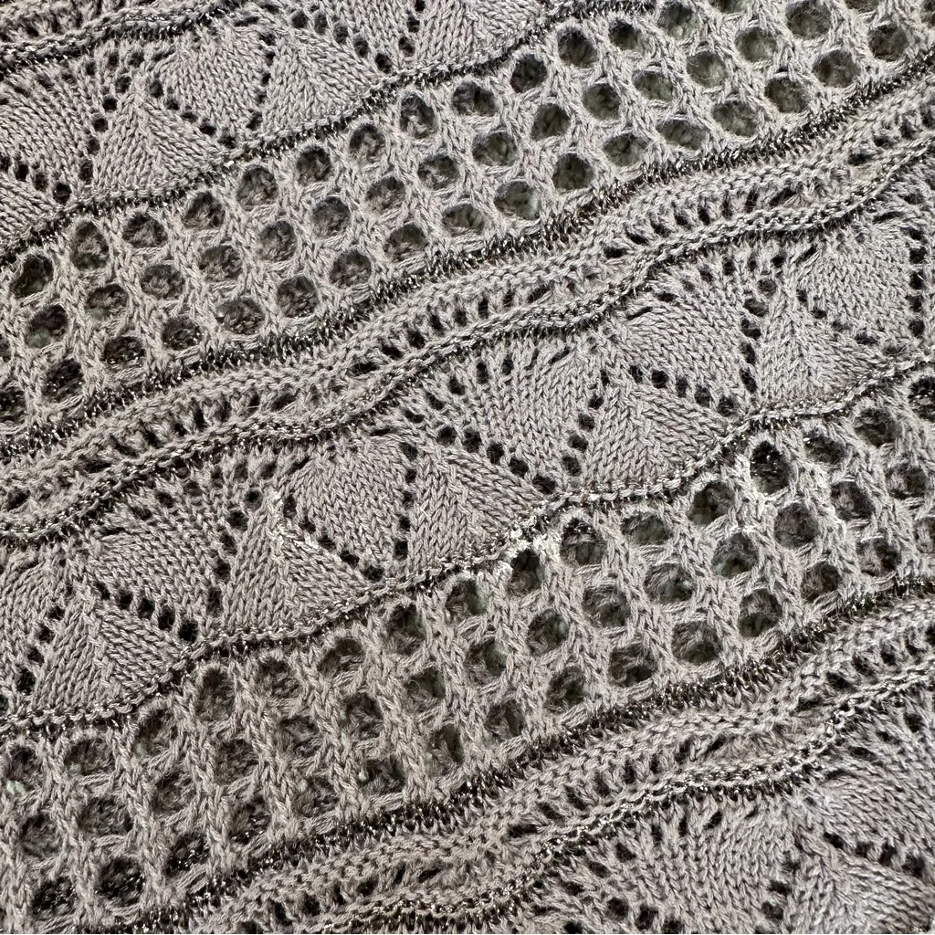 Knitted & Knotted Women’s Linen Blend Crochet Ruffle Sweater Shortsleeve Gypsy S Brown - Image 11