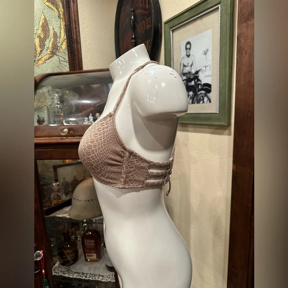 Euc Hula Honey Womens Bikini top Mushroom Print Taupe Color SIZE S - Image 2