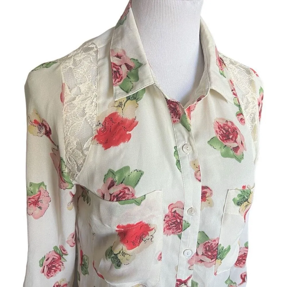 Womens Miss Me Jeans Floral Print Tunic Top Shirt Tie Waist Dress - Sz S - Image 3