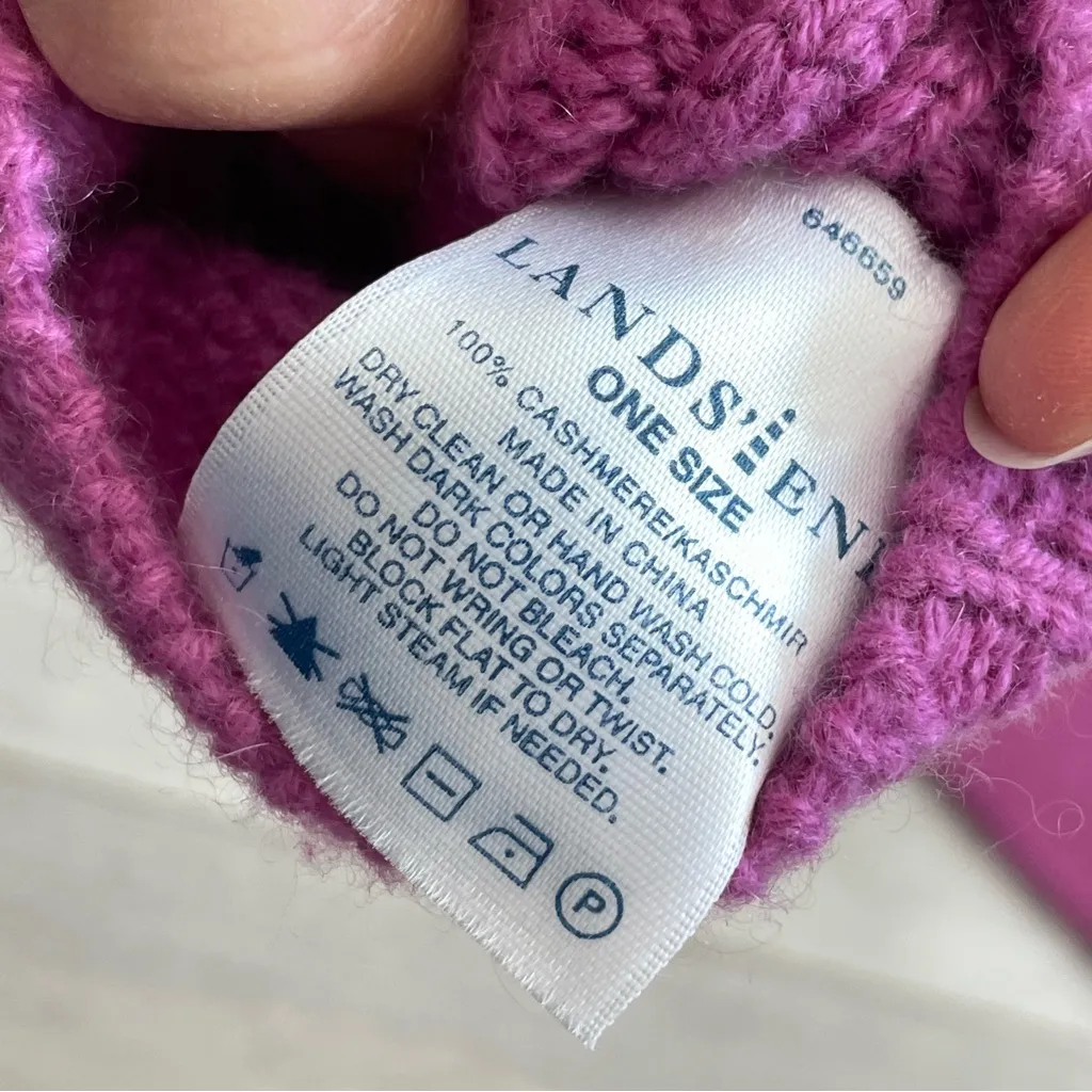 Lands' End Gloves cashmere cable knit womens Pink (one size) bright maximalist - Image 3