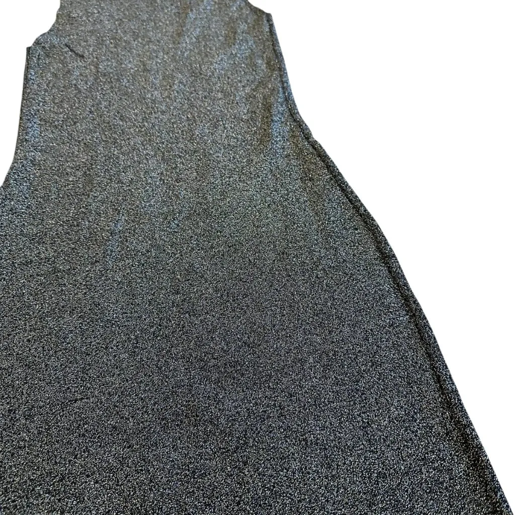 House of Harlow 1960 Silver Glitter Sheath Dress Mock Neck Party Size Small - Image 10