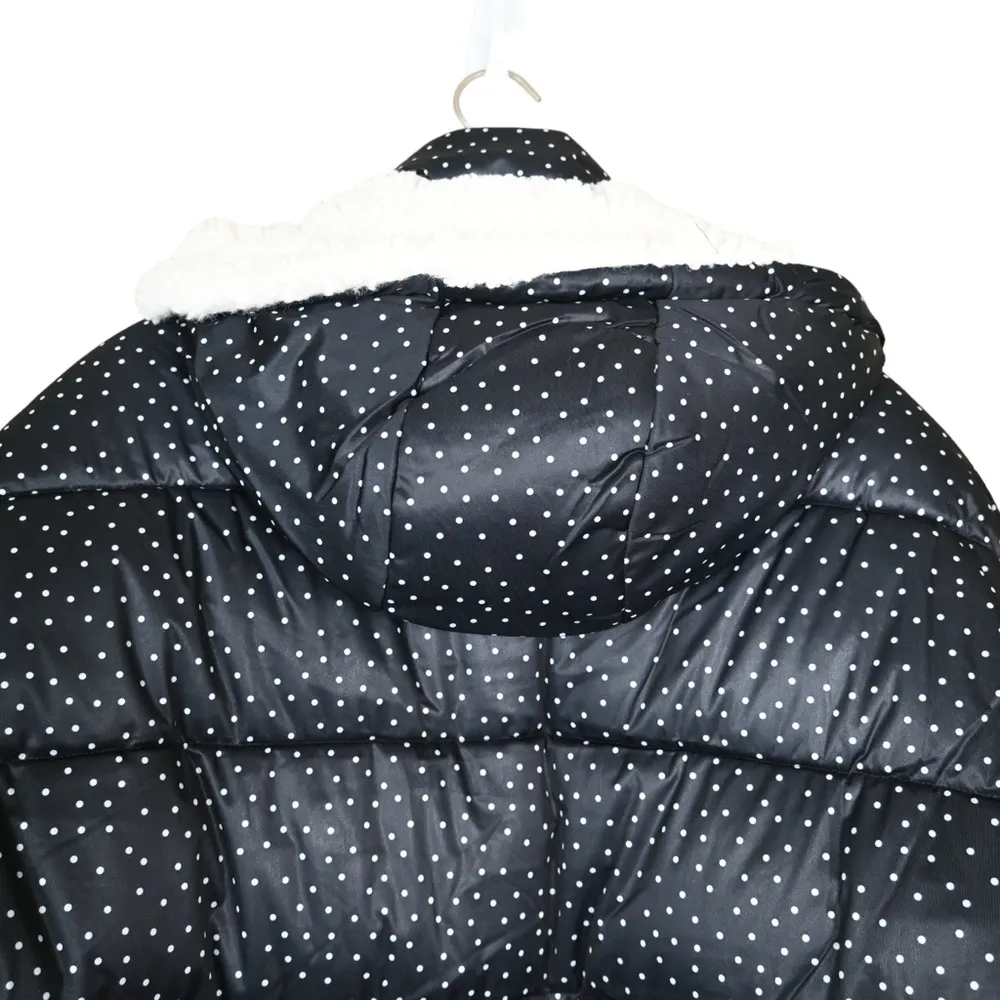 Avec Les Filles Womens L Water Resistant Puffer Jacket in Black White Dot NEW - Image 5