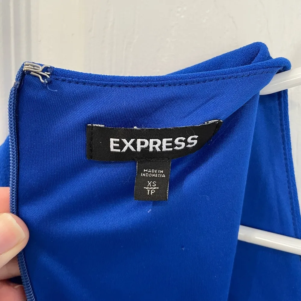 Express Royal Blue Cap Sleeve Professional V Neck Dress Women’s Size XS - Image 4
