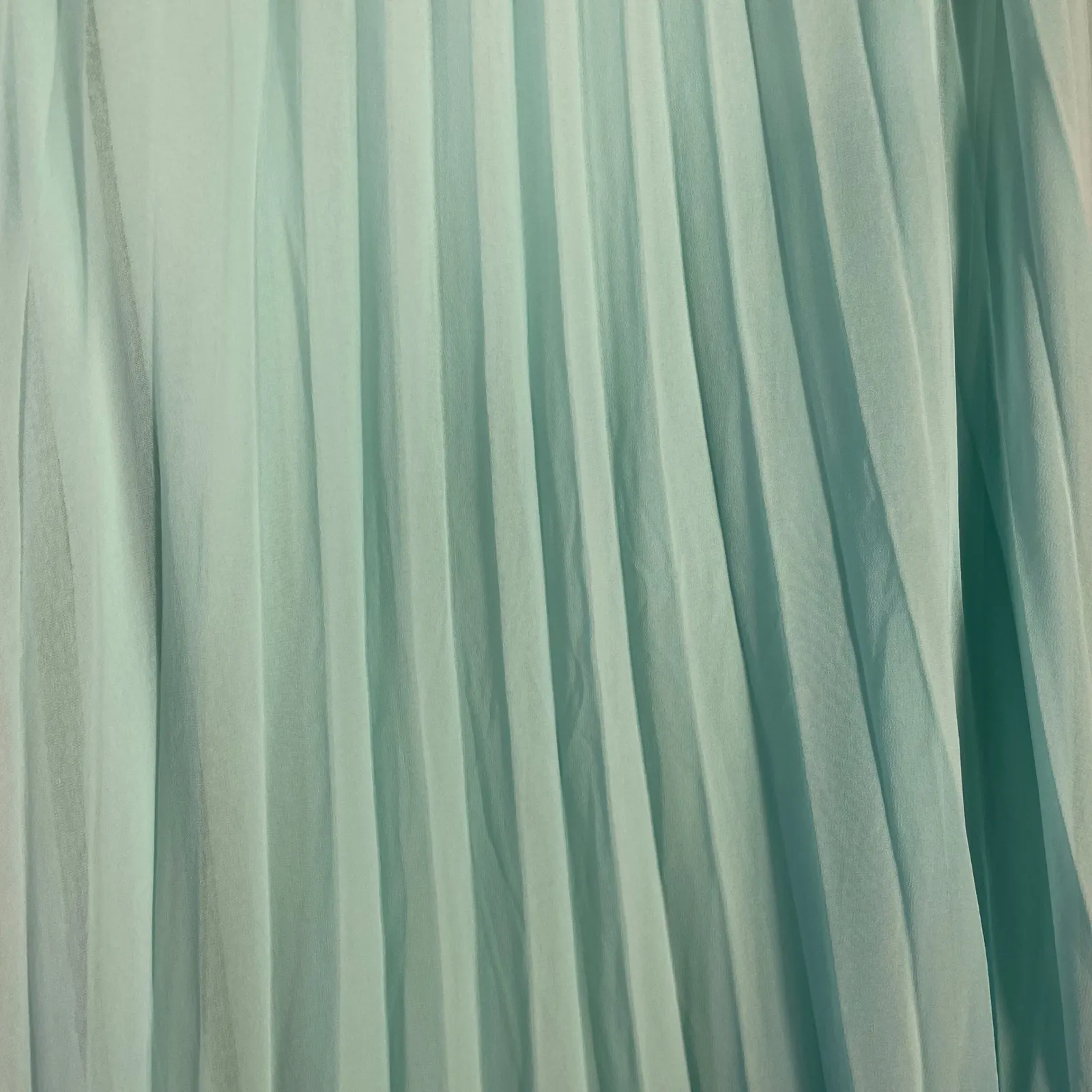 Vintage Cal Style USA Pleated Chiffon Skirt Aqua Blue‎ L Large Midi Made in USA Blue - Image 2