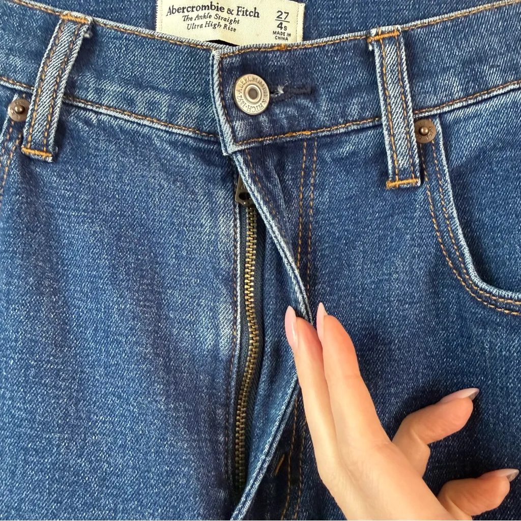 Abercrombie & Fitch The Ankle Straight Ultra High Rise Curve Love Jeans Blue 27 - Image 3