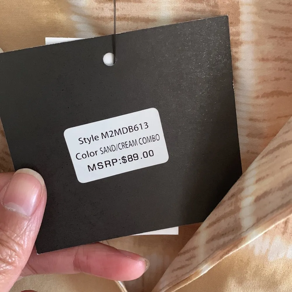 $89 Marc New York Gold White Beige Cream Tan Striped Sleeveless W/belt dress NWT - Image 2