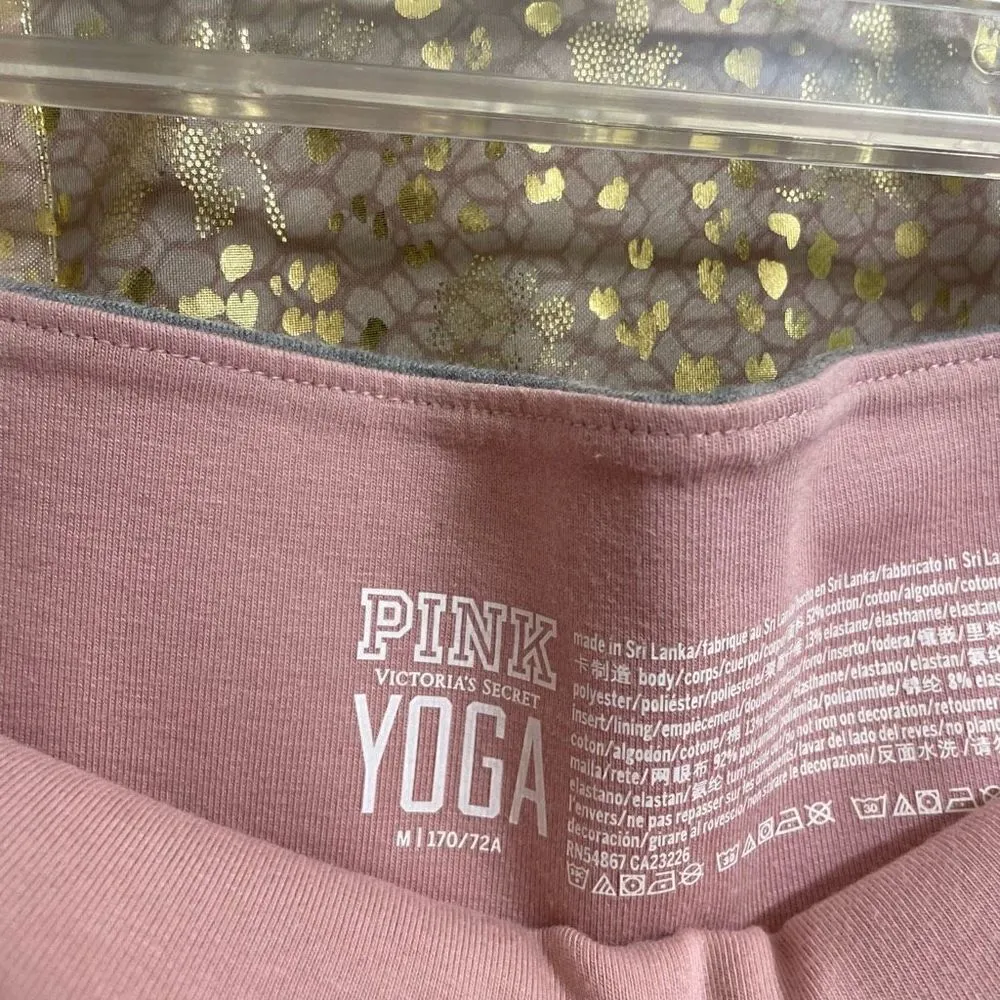 PINK Victorias Secret Pink Gray Black Mesh Ankle Yoga Leggings, Medium - Image 5