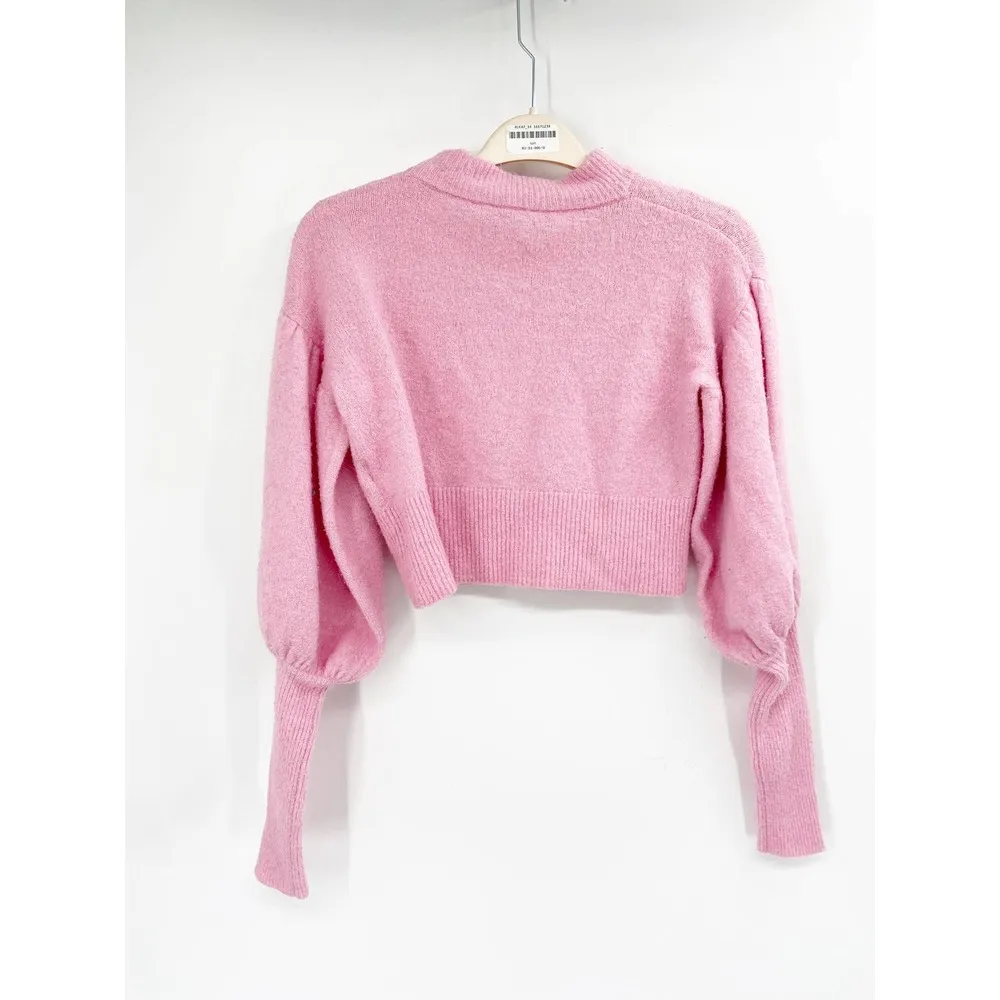 Baum Und Pferdgarten Pink Alpaca Wool Blend Coline Cropped Puff Sleeve Sweater Size XS - Image 94