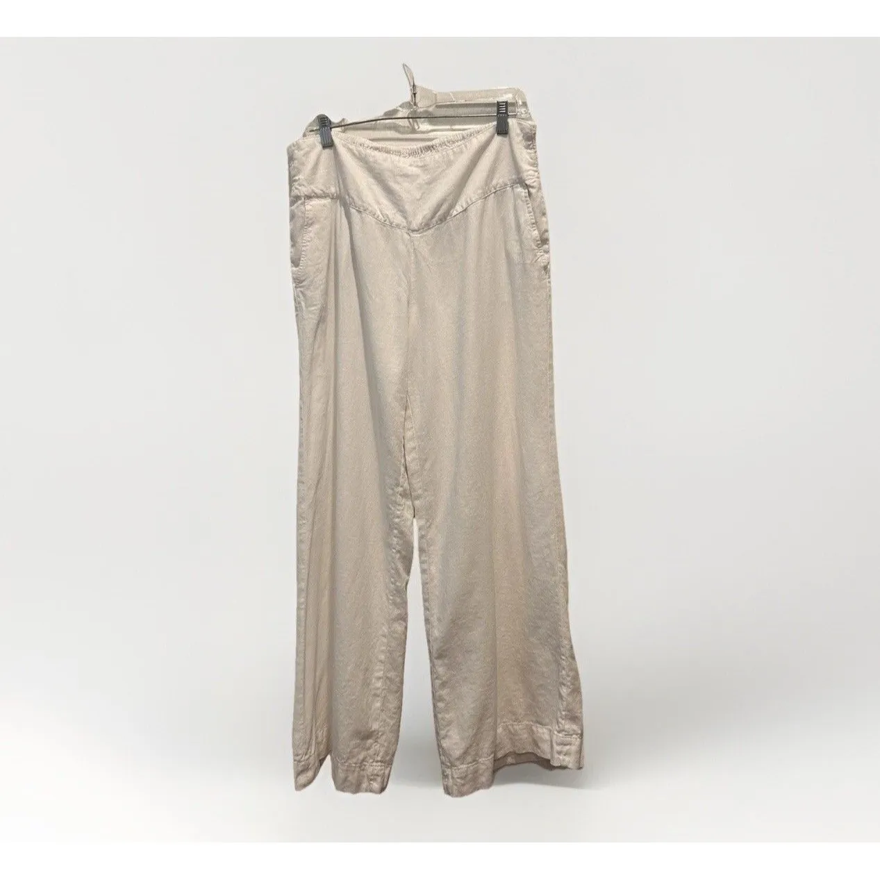 Cato White Pull On Linen Blend‎ Wide Leg Pants size Large Beachy Flowy Comfy - Image 2