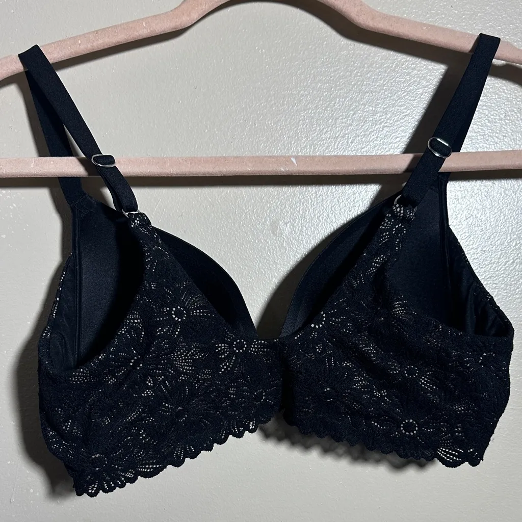 Aerie Sunnie Black Lace Wireless Pullover Bra 32C - Image 4
