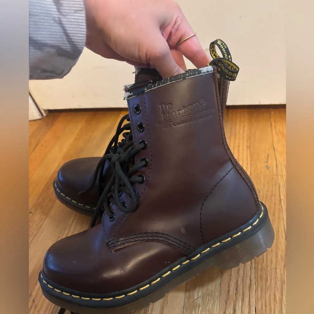 Dr. Martens Burgundy Leather Boots Womens Size 6 - Image 3