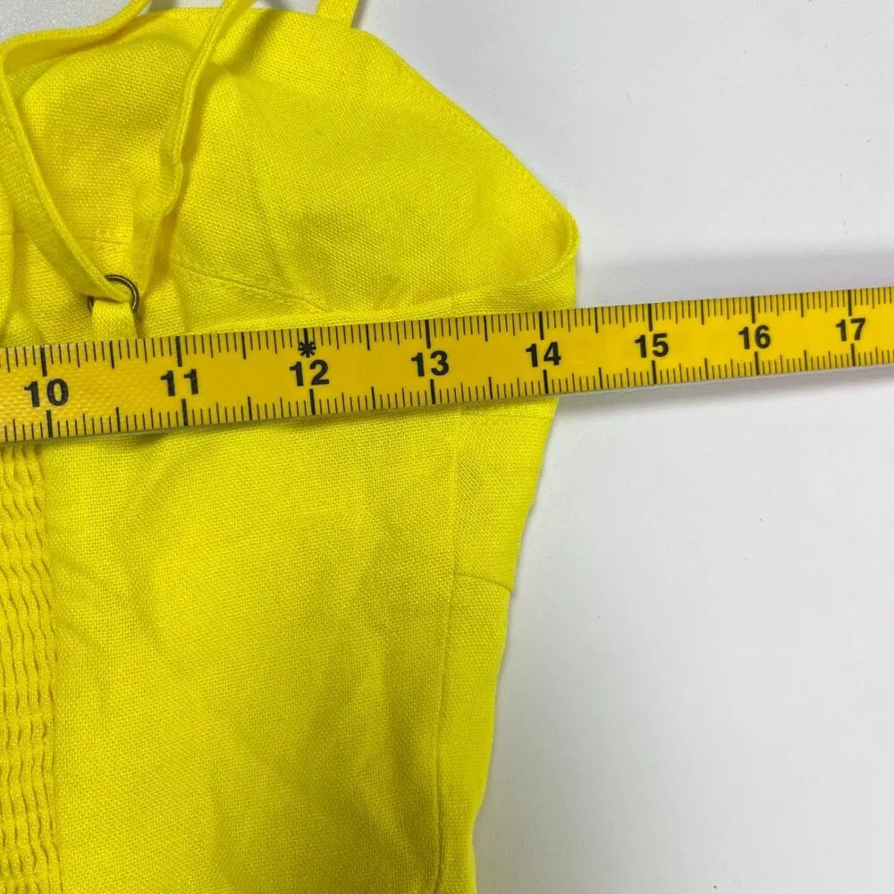 NWOT Farm Rio Linen Blend Yellow Sleeveless Midi Dress Size S - Image 15