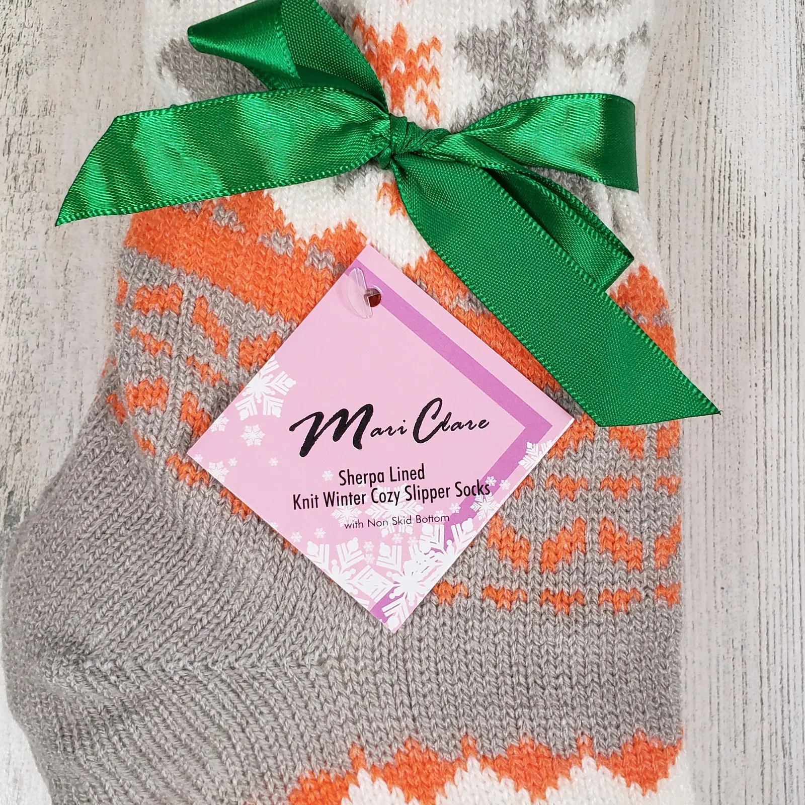 NWT Mari Clare Sherpa Lined Knit Winter Reindeer Design No - Image 4