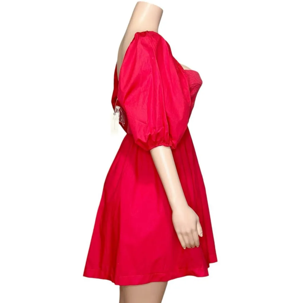 MAEVE x ANTHROPOLOGIE Puff Sleeved Sweetheart Mini Dress, Red, Small - Image 10