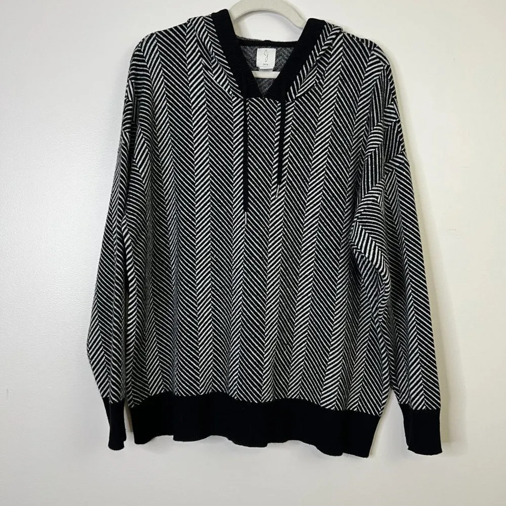 Joie Chevron Striped Hooded Hoodie Sweater Sweatshirt Plus Size Comfy Loungewear - Image 2