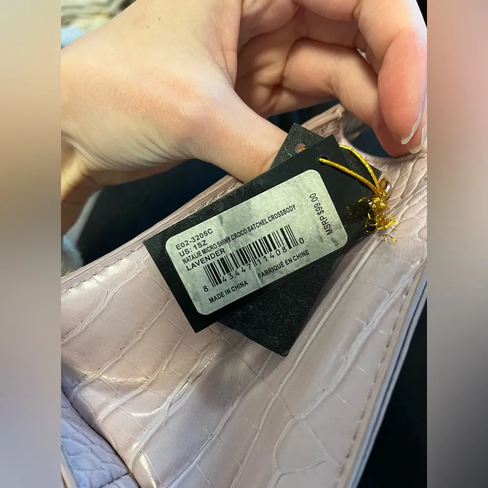 bebe light pink lavender faux crocodile mini purse - Image 12