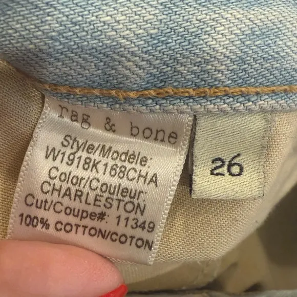 RAG & BONE Dre Low Rise Cutoff Denim Shorts‎ in Charleston Wash size 26 - Image 8