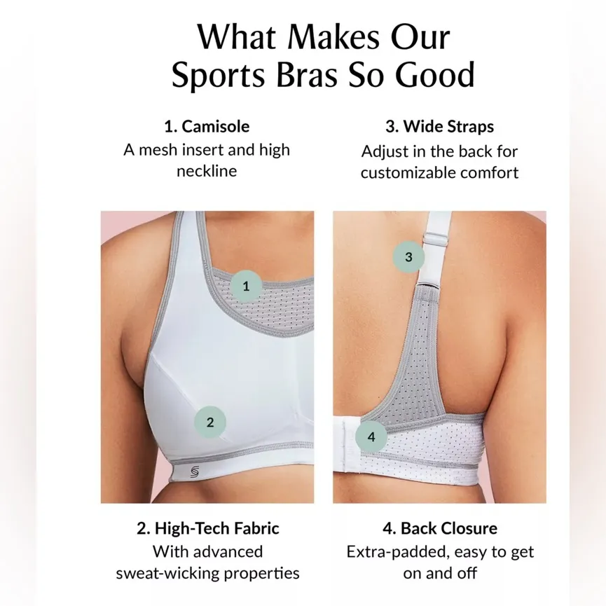 Glamorise Black Sports Bra Size E / DD - Image 4