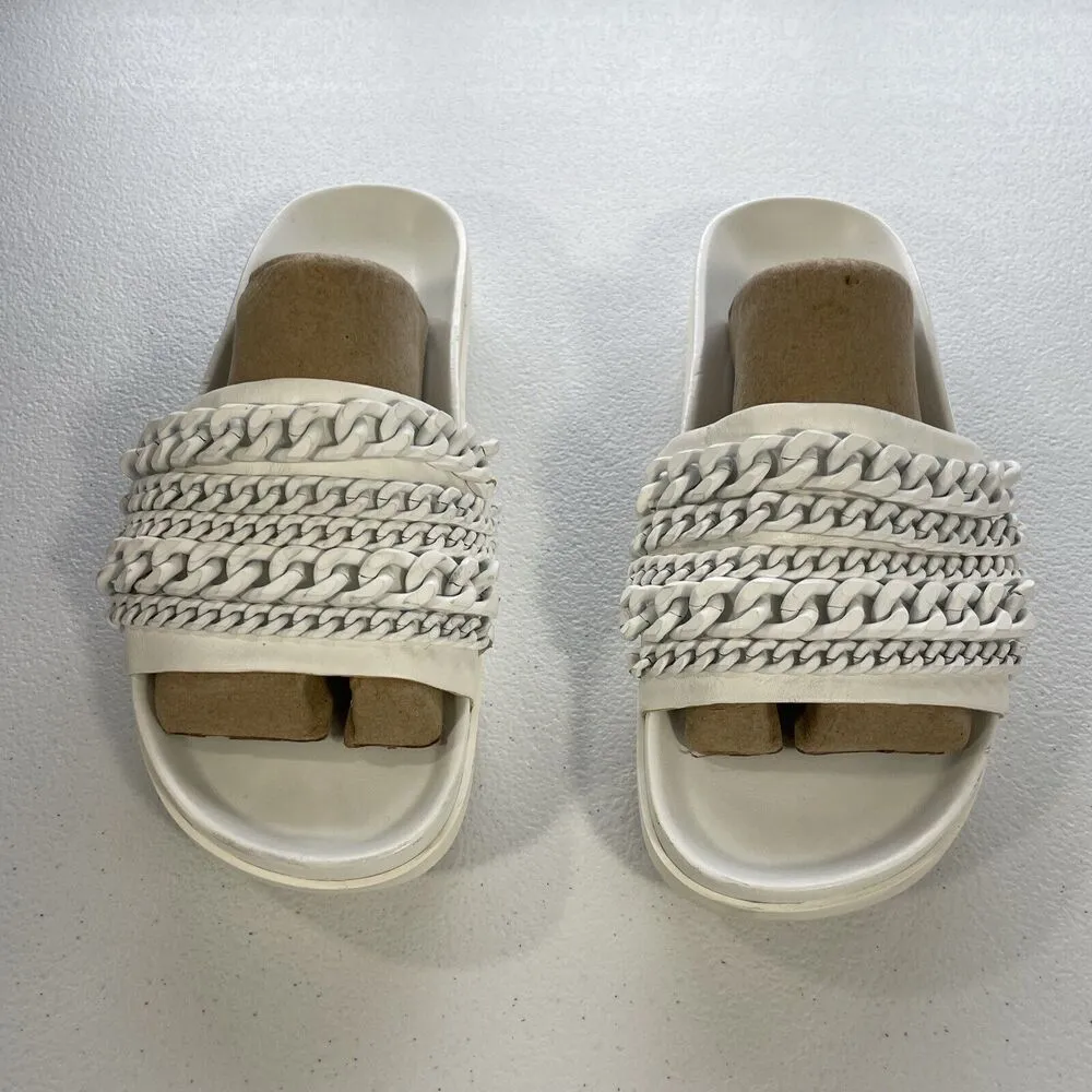 KENDALL + KYLIE Women's Shiloh 2 Leather Metal Upper Slide Sandal Sz 9.5M White - Image 2