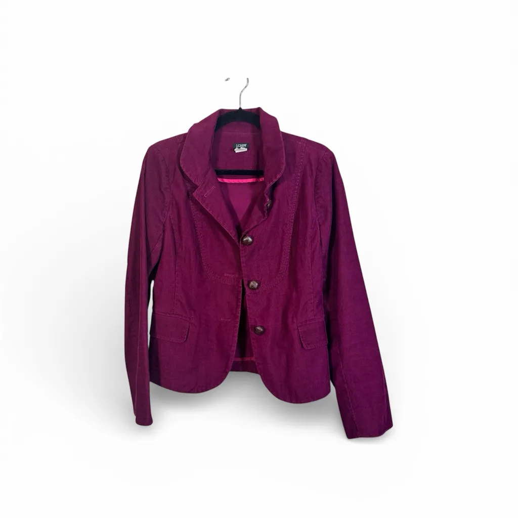 J Crew Magenta Pink Corduroy Blazer Jacket Womens 8 Y2K Dark Academia Preppy - Image 2