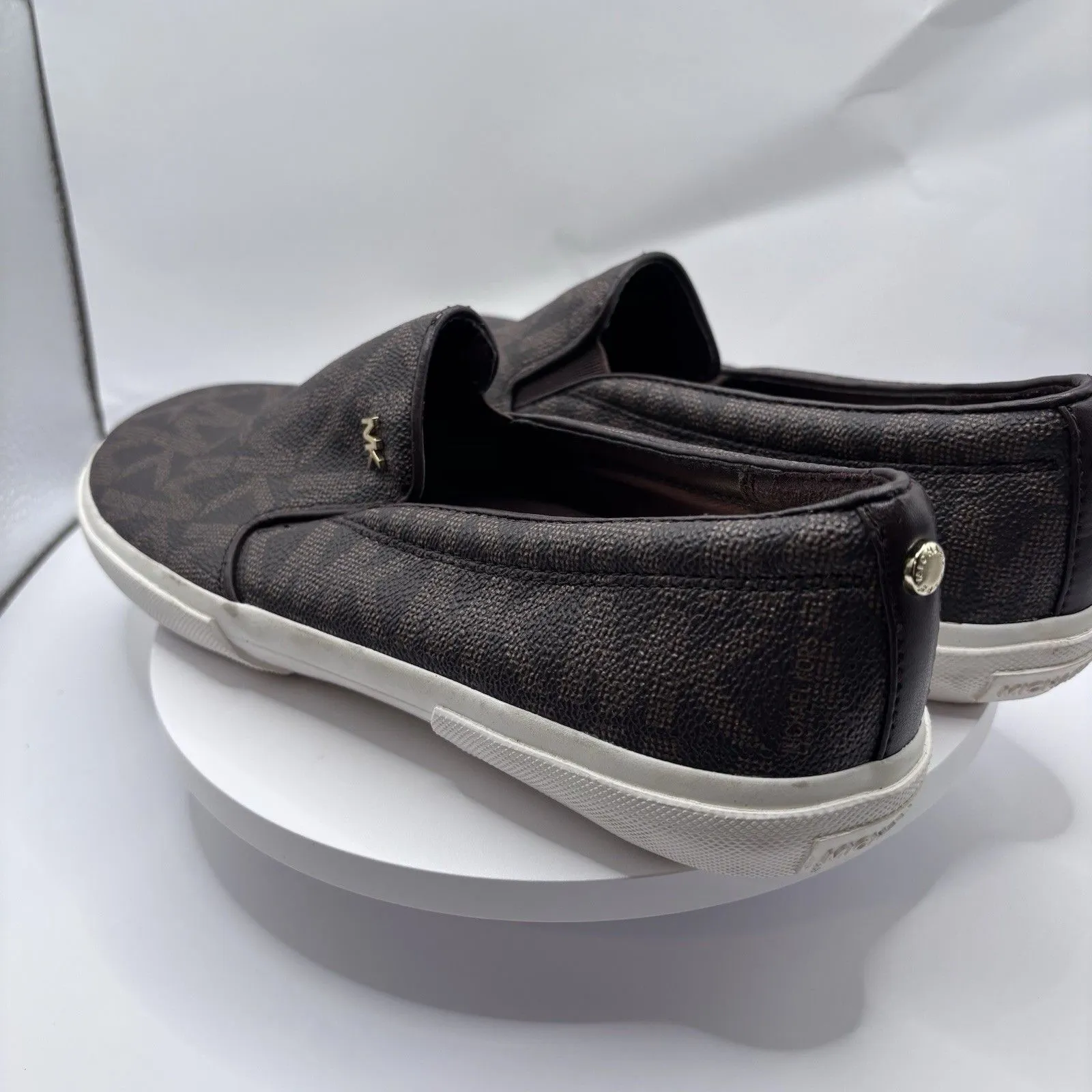 Michael Kors Keaton MK Signature Logo Flat Slip-On Brown Sneakers Women Size 8M - Image 5