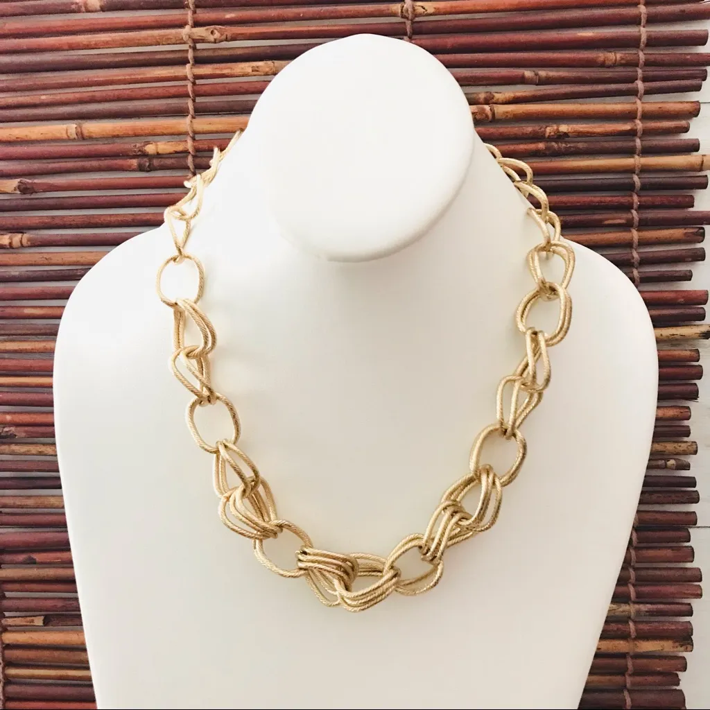 1980’s Vibe Set Link Necklace & Hinged Bracelet Orange - Image 2