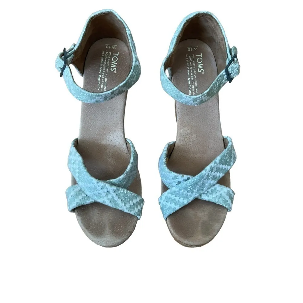 TOMS Blue Green Wedge Sandals - Image 2